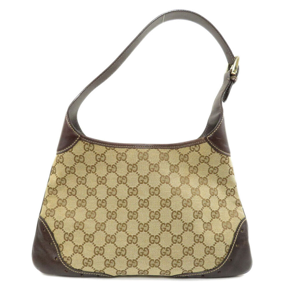 Gucci GG Bag Canvas Shoulder Leather Black